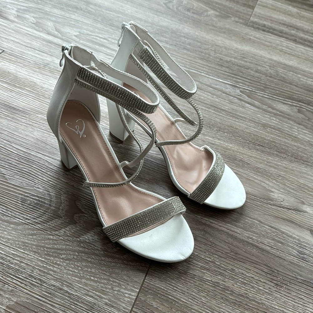 White and silver heels